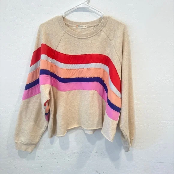 Marine Layer Summit Crewneck Sweatshirt Womens XL Colorful Striped Retro - Picture 2 of 10